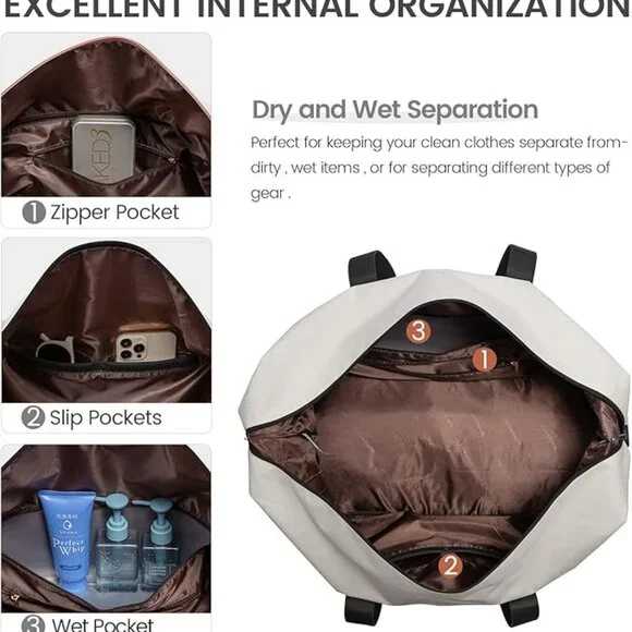 Lovevook Black, Gray and White Weekender Travel Bag - Picture 7 of 10